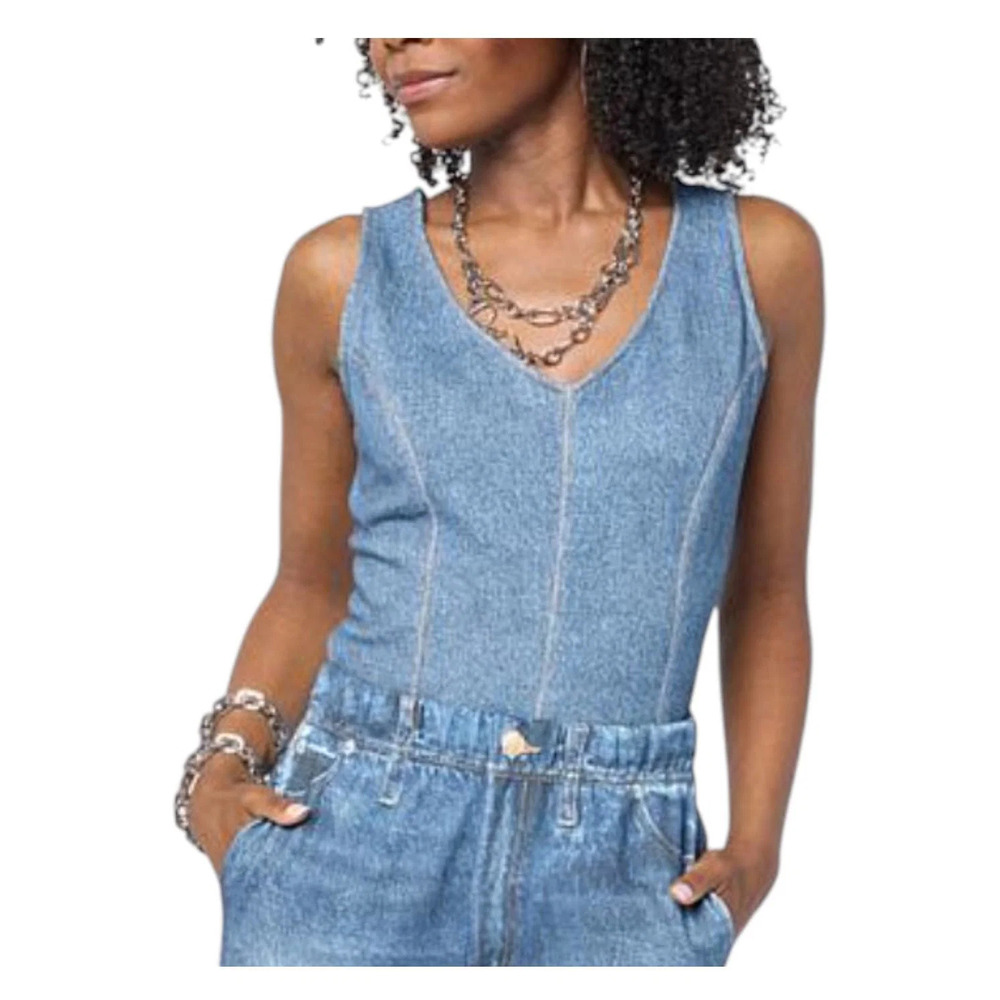 Christie Brinkley Women's Denim Knit Illusion Tank Dark Wash - Regular
